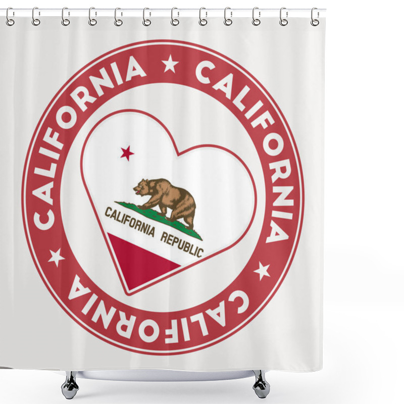 Personality  California Heart Flag Badge. From California With Love Logo. Support The Us State Flag Stamp. Vector Illustration. Shower Curtains