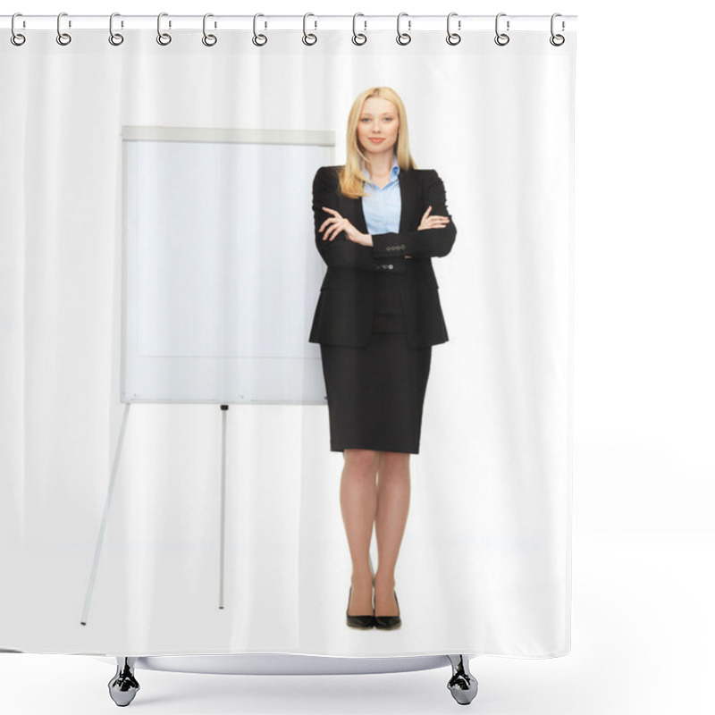 Personality  Businesswoman With Flipchart In Office Shower Curtains