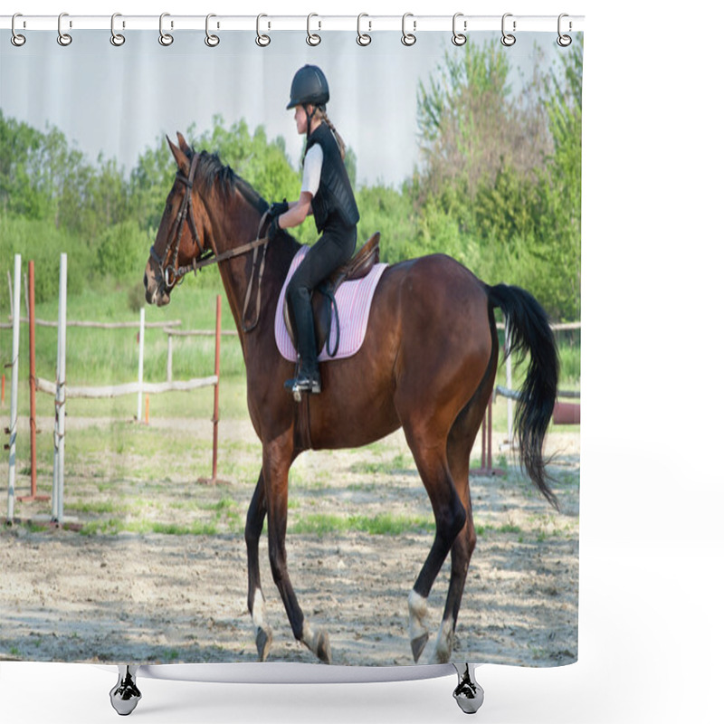 Personality  Girl Riding A Horse Shower Curtains