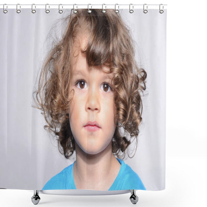 Personality  Portrait Of A Beautiful Sad Boy. Toddler Felling Sadness Because He Was Disappointed. Adorable Boy Having Different Emotions Shower Curtains