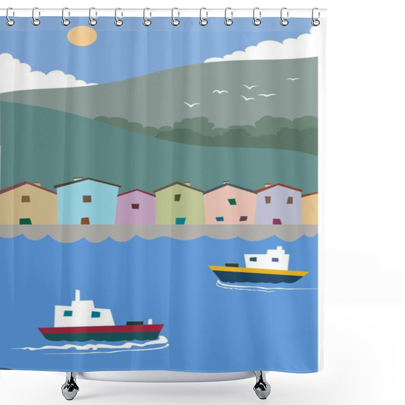 Personality  Harbour Front Shower Curtains