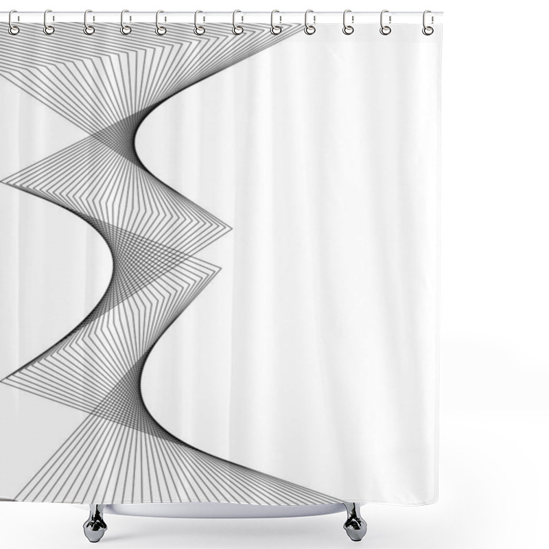 Personality  Design Element Curved Sharp Corners Wave Many Lines. Abstract Vertical Broken Stripes On White Background Isolated. Creative Line Art. Vector Illustration EPS 10. Colors Line Created Using Blend Tool Shower Curtains