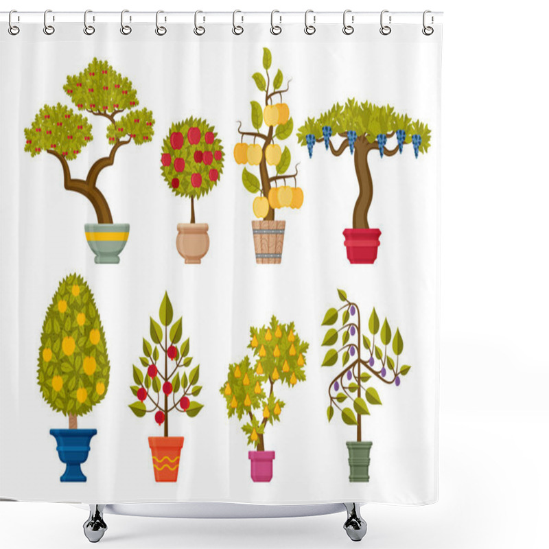 Personality  Bonsai Tree Set. Decorative Plants In Flower Pots Shower Curtains