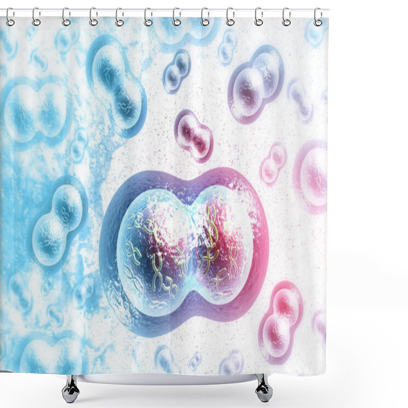 Personality  Human Cells Division. Medical Background  3d Illustration  Shower Curtains