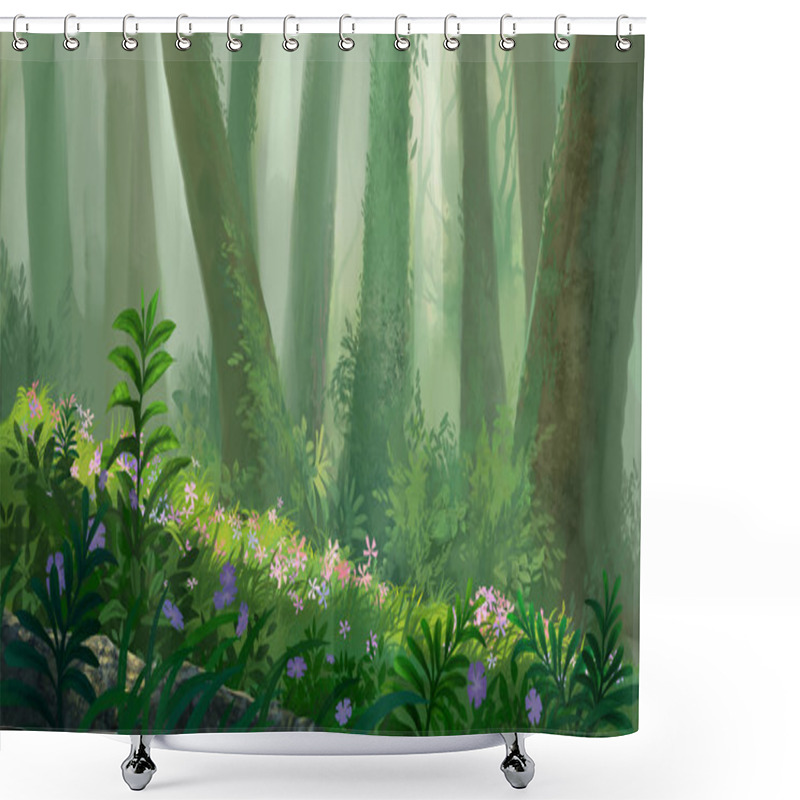 Personality  In The Forest Illustration Shower Curtains