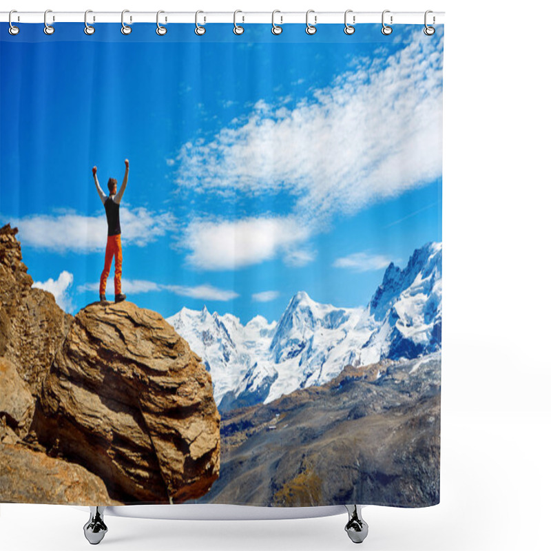 Personality  Hiker At The Top Of A Pass Shower Curtains