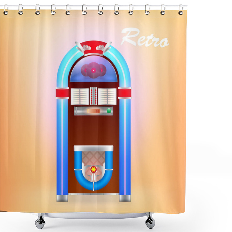 Personality  Vector Illustration Of Retro Juke Box Shower Curtains