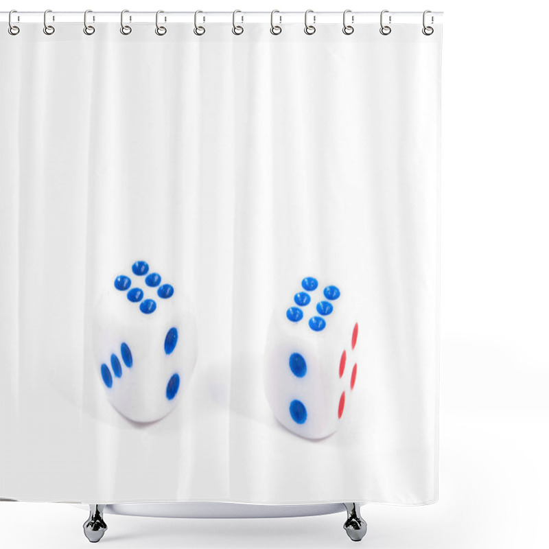 Personality  Dice On A White Background Shower Curtains