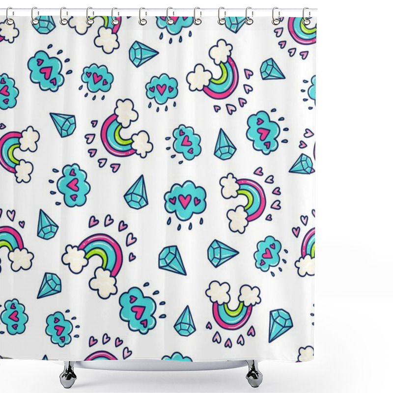 Personality  Doodles Cute Seamless Pattern. Shower Curtains