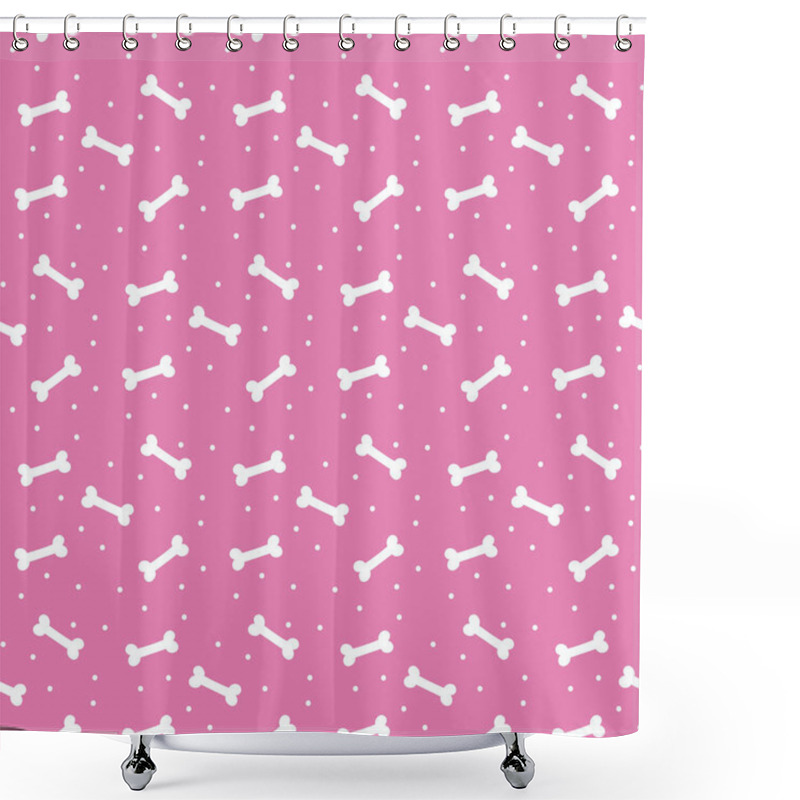 Personality  Seamless Pattern With Bones For Dog On The Pink Background.  Shower Curtains