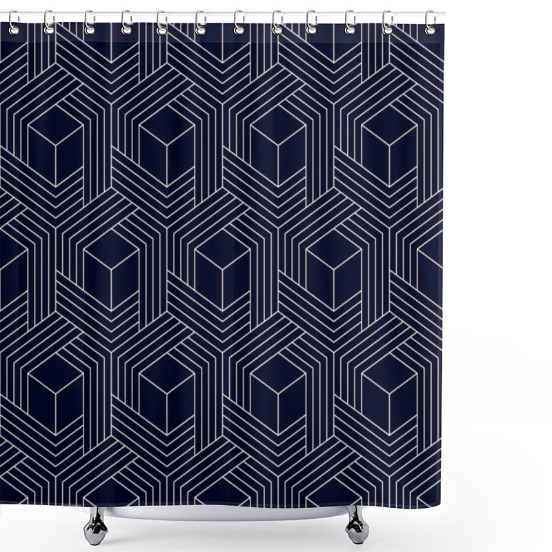 Personality  Striped Geometric Weaving Pattern Of Hexagons. Shower Curtains