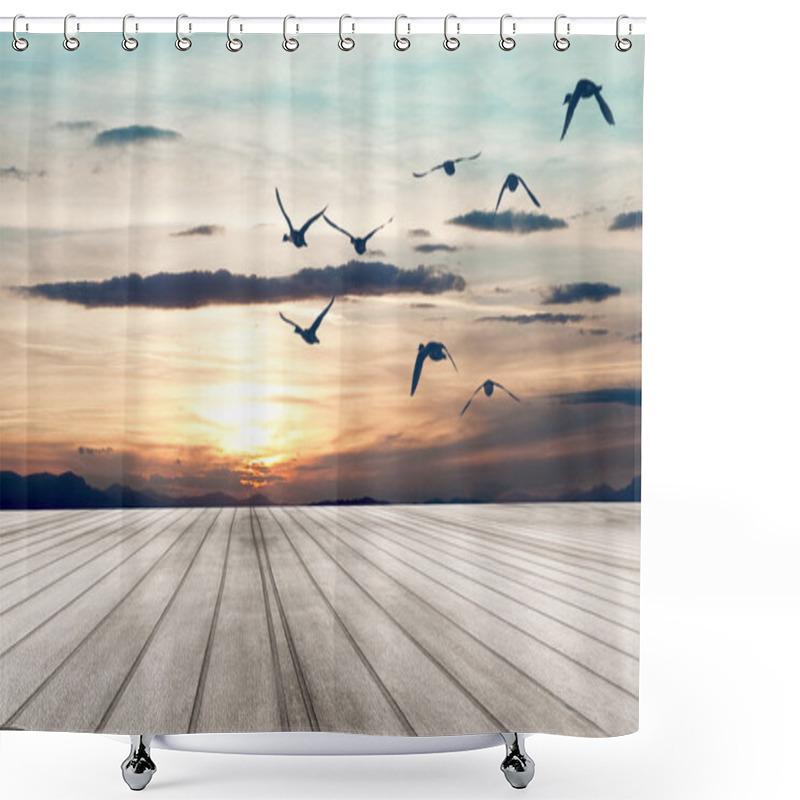 Personality  Wood Floor,Sunset Dreamscape. Shower Curtains