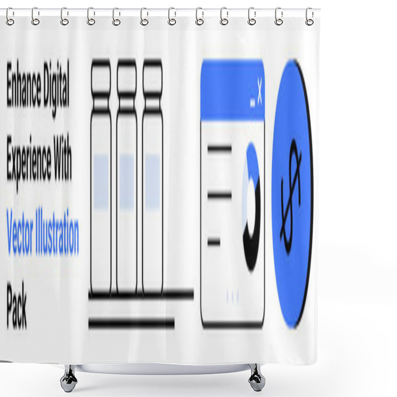 Personality  Three Jars On A Shelf, Data Analytics Interface With Circular Chart, And Financial Coin Icon. Ideal For Technology, Analytics, Finance, E-commerce, Business Tools, Marketing Flat Landing Page Banner Shower Curtains