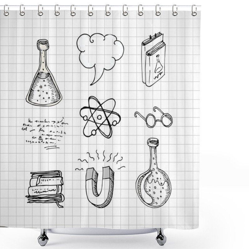 Personality  Doodle Style Science Laboratory Elements Shower Curtains