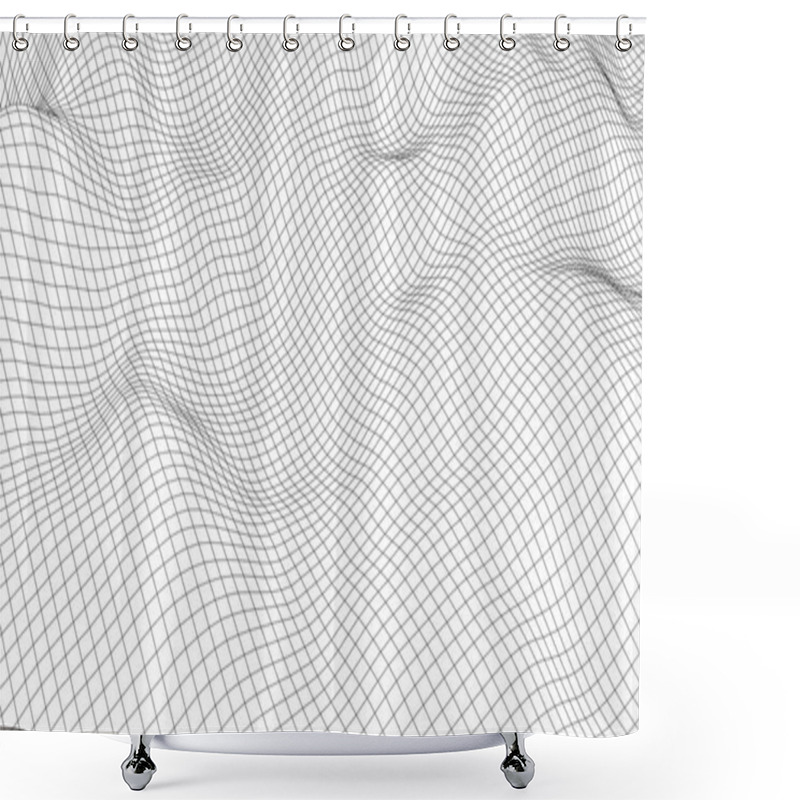 Personality  Vector Curved Perspective Grid. Detailed Lines Forming An Abstract Background Shower Curtains