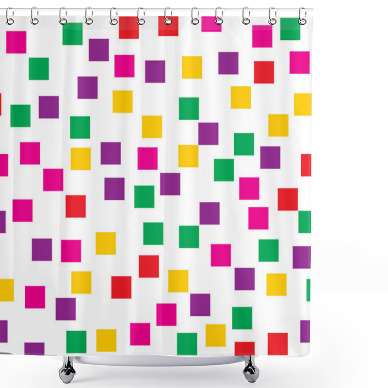 Personality  Abstract Squares Pattern White Geometric Background Fascinating Random Squares Geometric Chaotic Shower Curtains