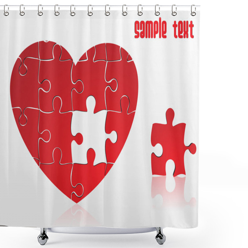 Personality  Jigsaw Puzzle Heart, Vector Shower Curtains