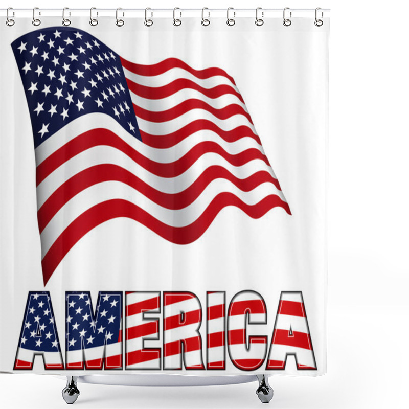 Personality  American Flag With AMERICA Shower Curtains