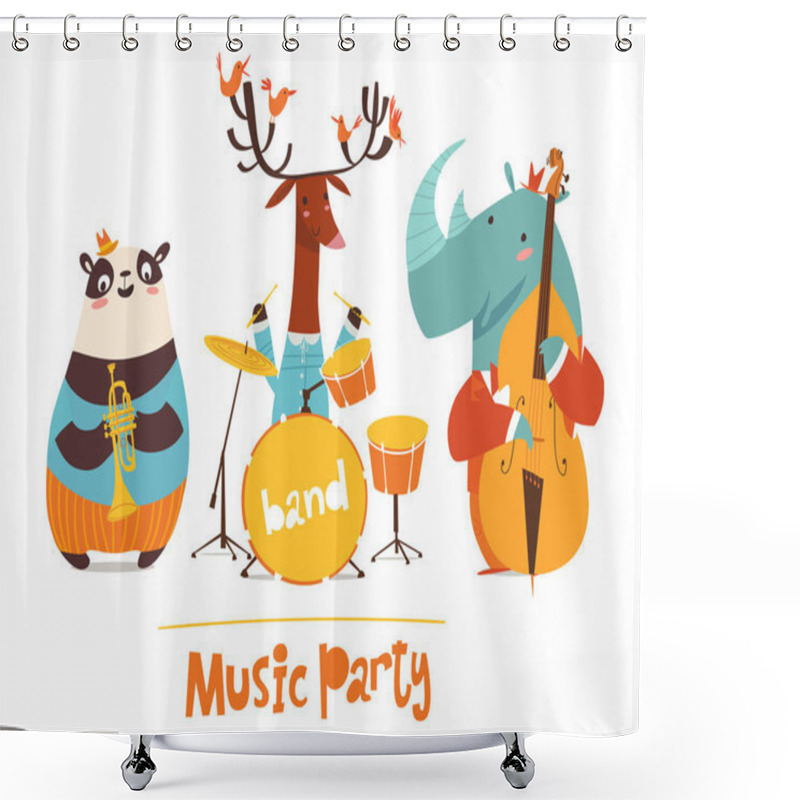 Personality  Music Party , Wild Animals Cartoon  Shower Curtains