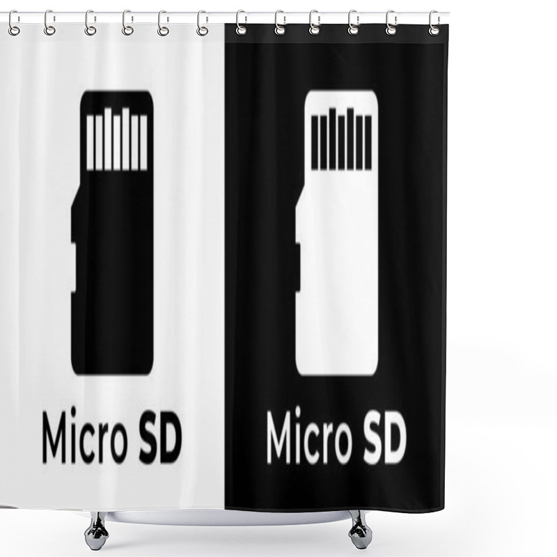 Personality  Micro SD Card Icons Displayed In Black And White Formats For Storage Device Identification Purposes Shower Curtains