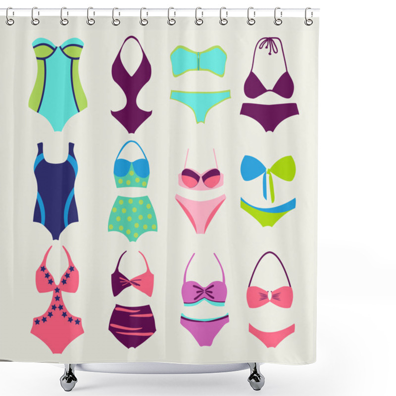 Personality  Vector Set Of Swim Wears - Illustration Shower Curtains