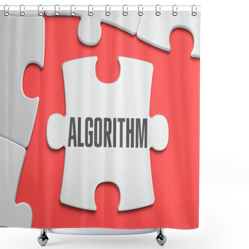 Personality  Algorithm - Puzzle On The Place Of Missing Pieces. Shower Curtains