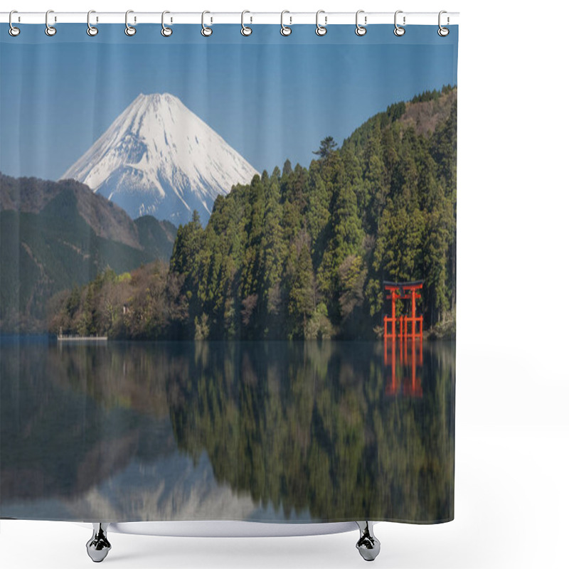 Personality  Lake Ashi And Mountain Fuji Shower Curtains