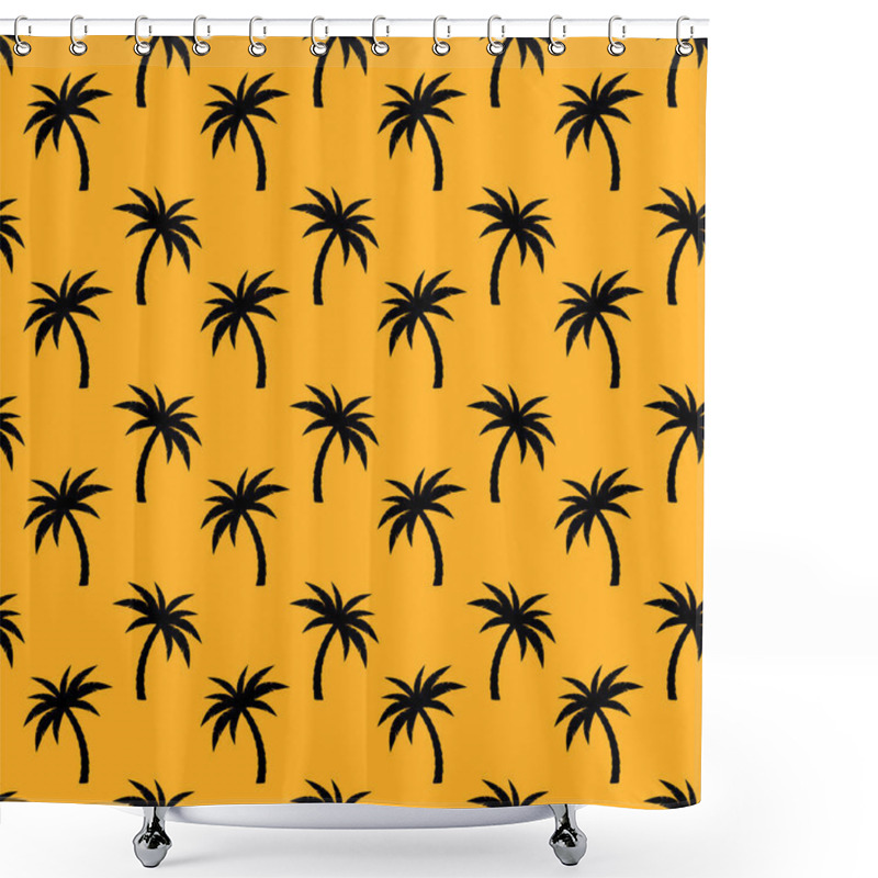 Personality  Palm Trees Seamless Pattern. Black Palms On Orange Background. Shower Curtains