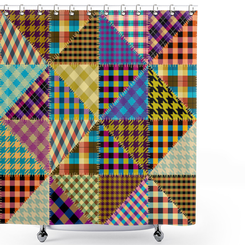 Personality  Patchwork Textile Pattern. Seamless Quilting Design Background. Shower Curtains