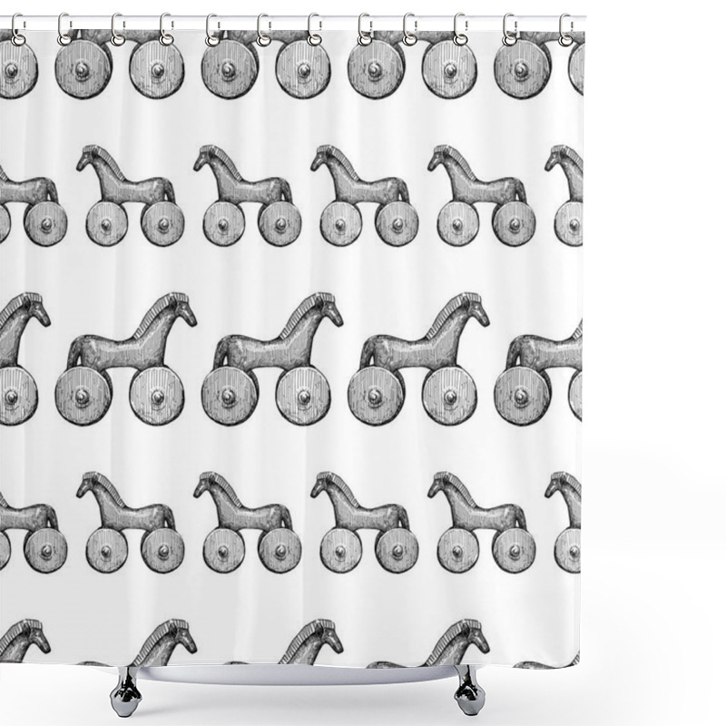 Personality   Vector Background Of The Trojan Horse Toys Shower Curtains