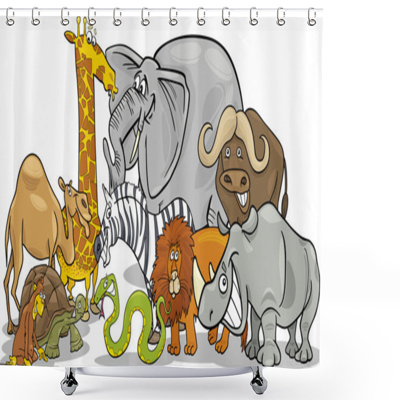 Personality  African Safari Wild Animals Cartoon Illustration Shower Curtains