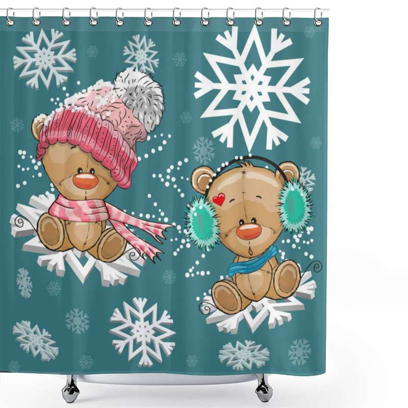 Personality  Two Teddy Bears Shower Curtains