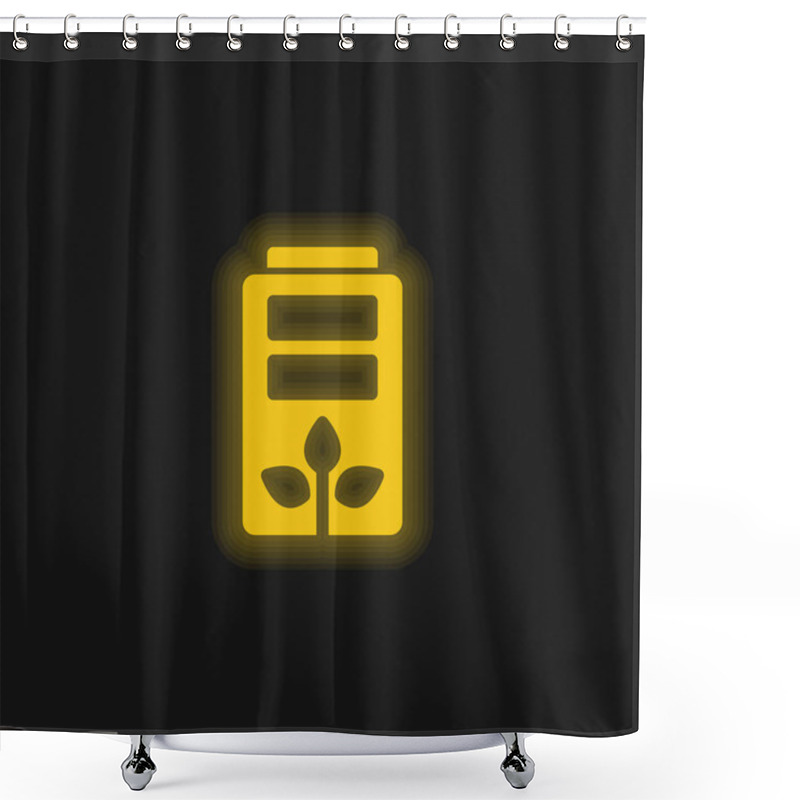 Personality  Battery Yellow Glowing Neon Icon Shower Curtains