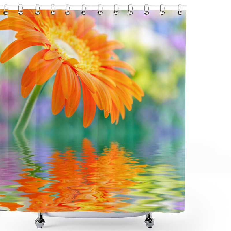 Personality  Closeup Photo Of Yellow Daisy-gerbera Reflected In The Water Shower Curtains