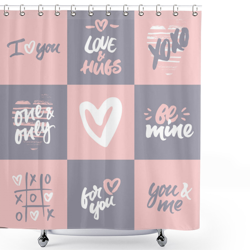 Personality  Set Of Hand Lettered Love Cards Shower Curtains