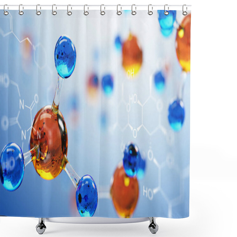 Personality  3d Illustration Of Molecule Model. Science Background With Molecules And Atoms Shower Curtains