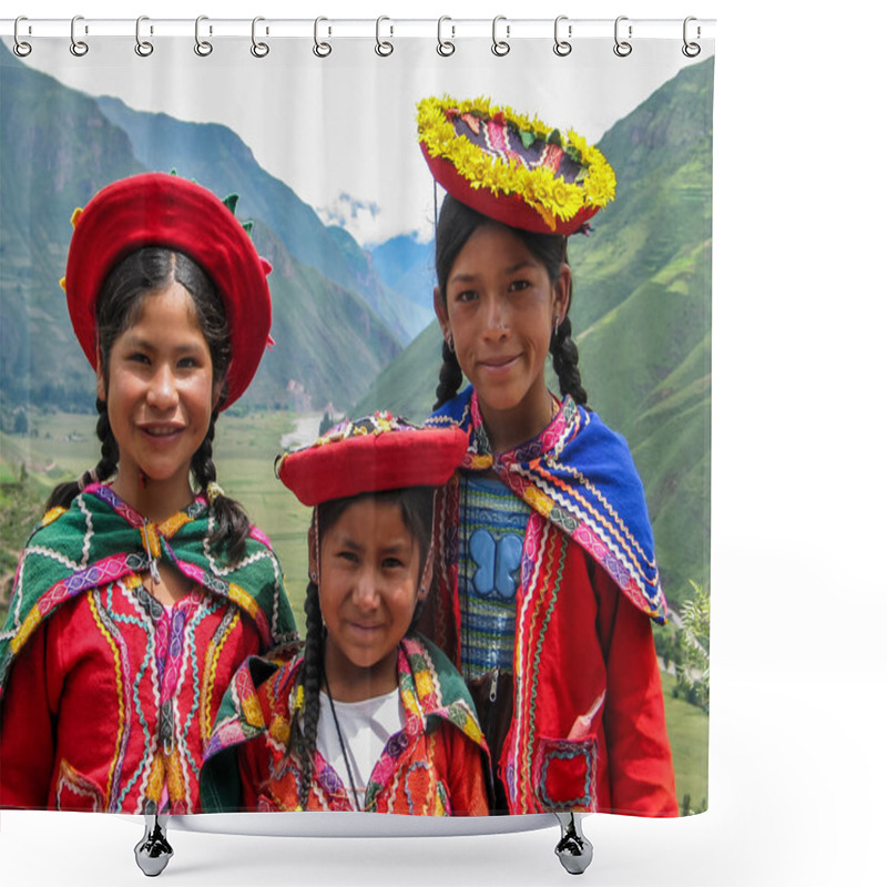 Personality  Children At Mirador Taray Near Pisac In Peru Shower Curtains