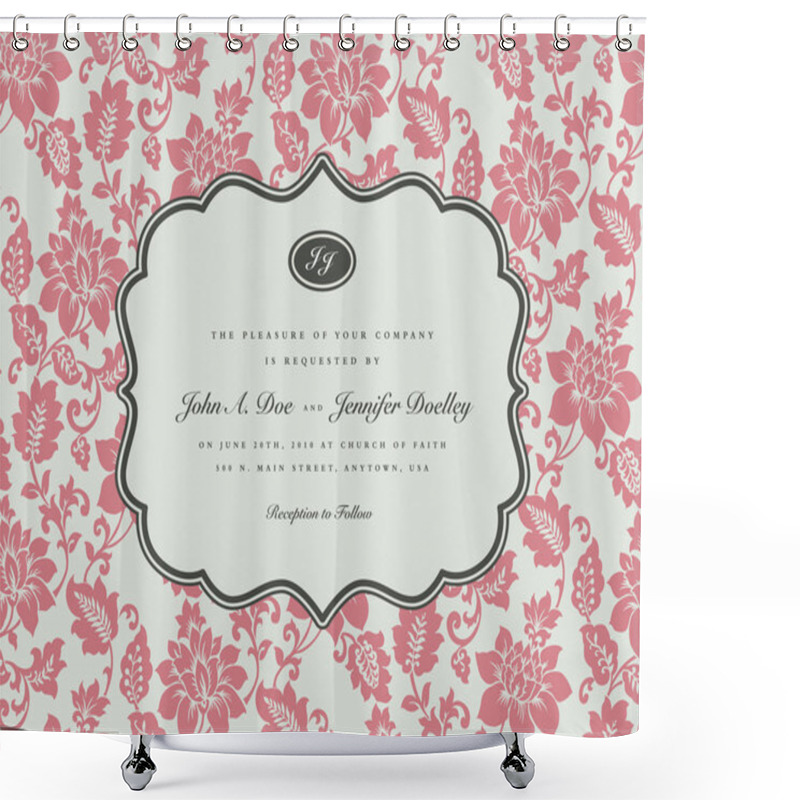 Personality  Vector Rose Background And Ornate Frame Shower Curtains