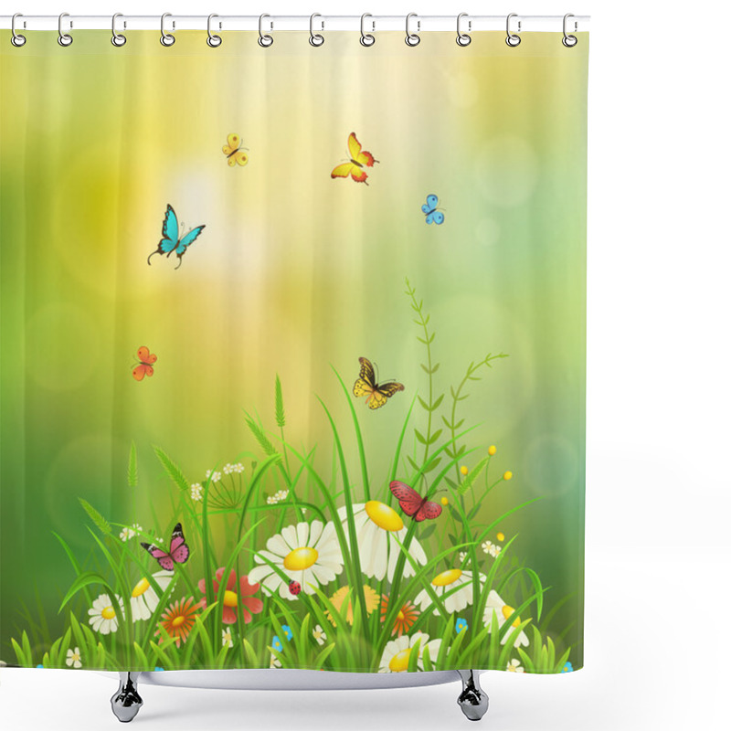 Personality  Green Spring Background Shower Curtains