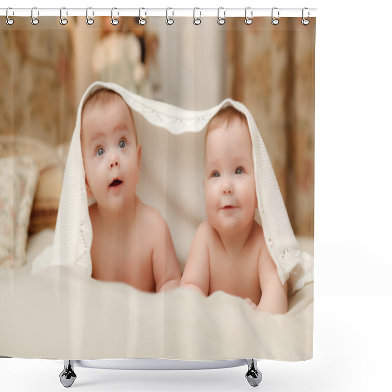 Personality  Two Twin Babies, Girls  Shower Curtains