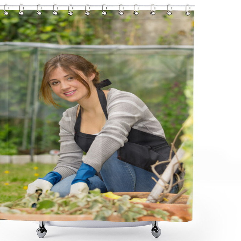 Personality  Beautiful Young Woman Gardening Shower Curtains