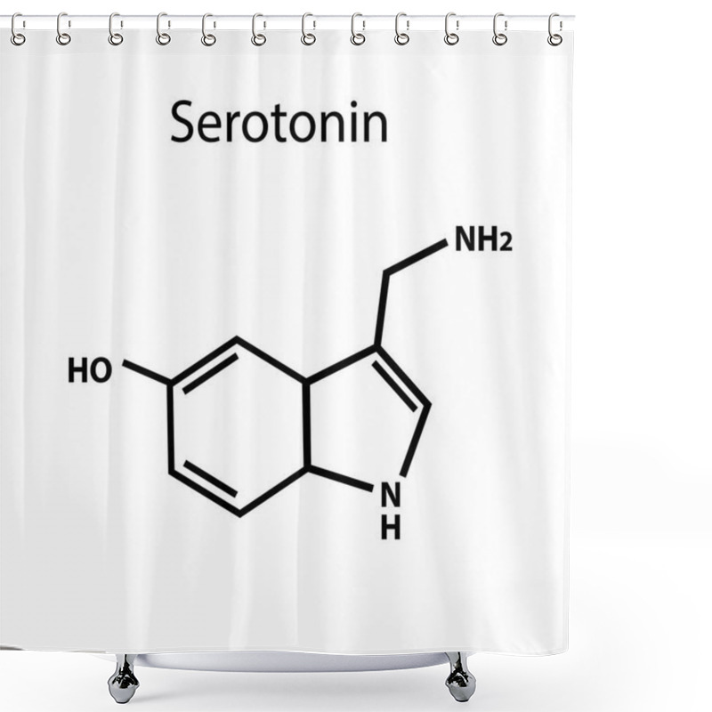 Personality  Serotonin Is A Hormone. Chemical Formula. Vector Illustration On Isolated Background Shower Curtains