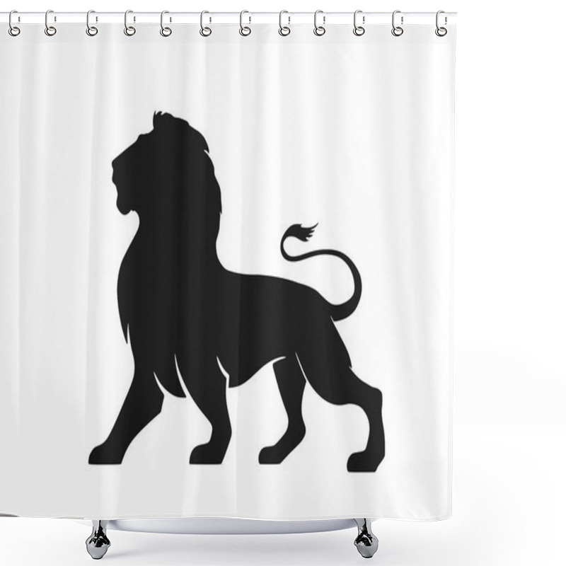 Personality  Lion Silhouette Icon, Side View. Symbol Of Courage, Bravery And Power Shower Curtains