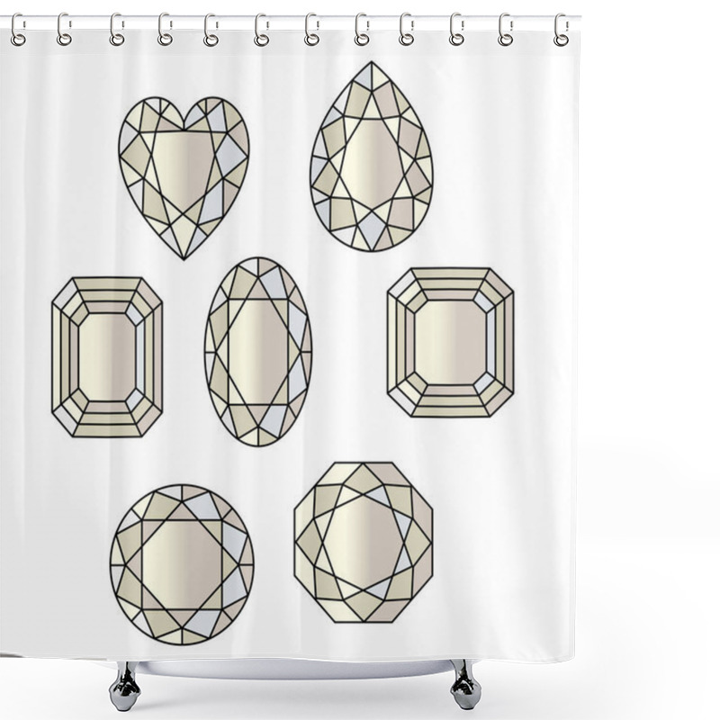 Personality  Set Of Gemstone Pattern Shower Curtains