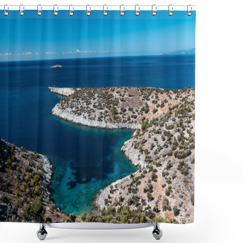 Personality  Aydincik Town, Beautiful Clean Blue Sea And Cove In Aydincik, Mersin, Turkey Shower Curtains