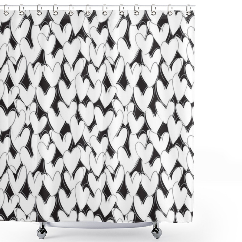 Personality  Heart Shape Brush Strokes Seamless Pattern Shower Curtains