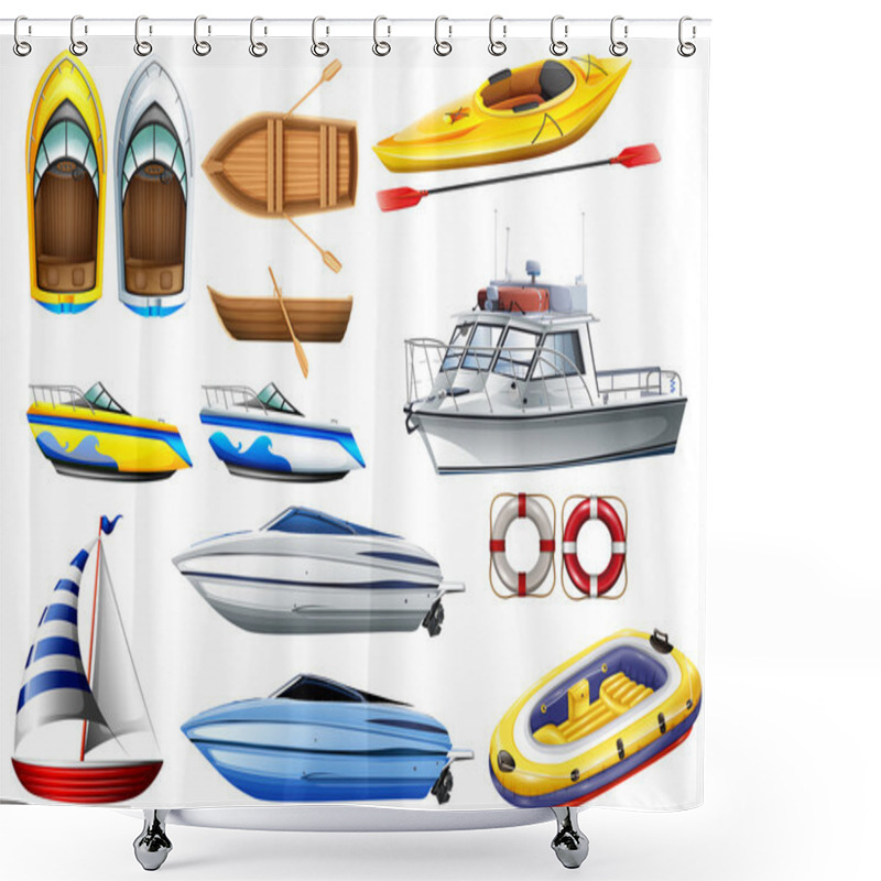 Personality  Boats And Varying Sizes Shower Curtains