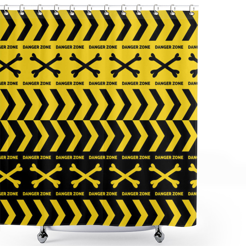 Personality  Danger Tapes Seamless Borders Shower Curtains