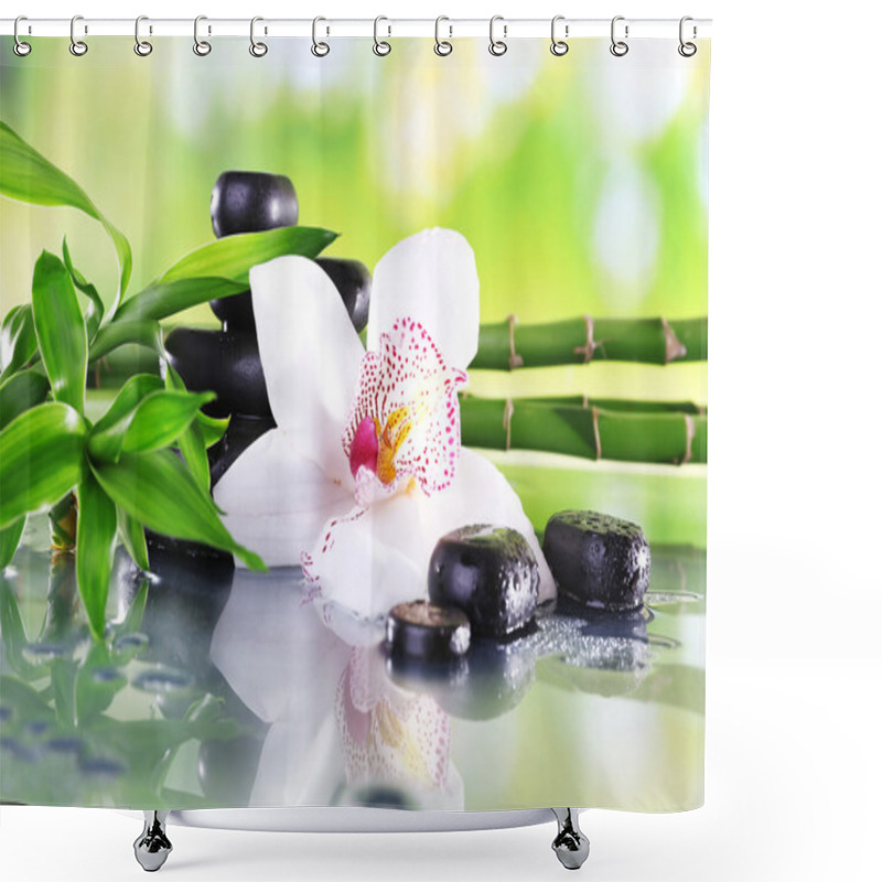 Personality  Spa Stones And Bamboo Branches Shower Curtains