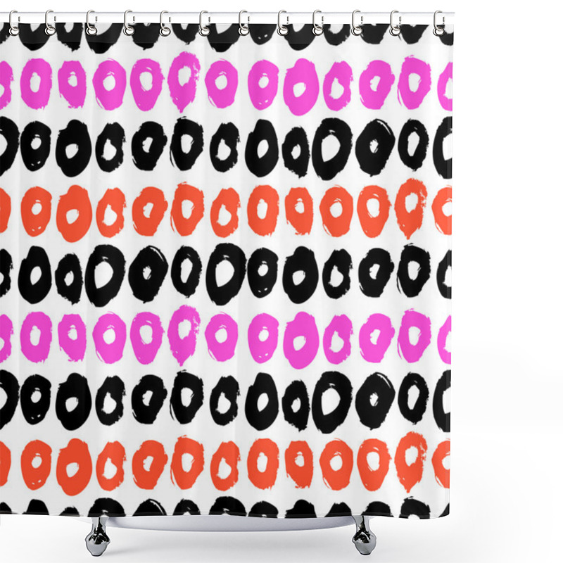 Personality  Hipster Style Pattern With Doughnut Like Shapes Shower Curtains